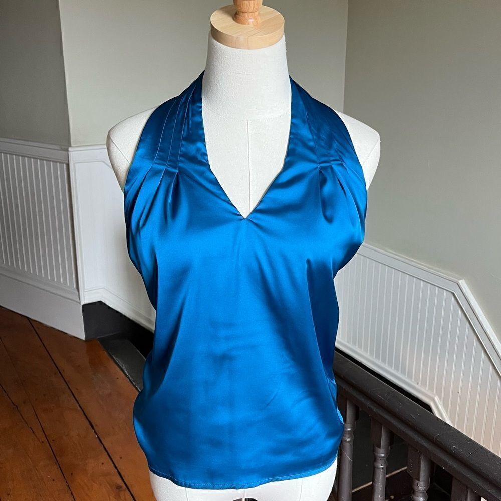 NEW ✨ Revolve By The Way Blue Satin V-neck Halter Top XXS